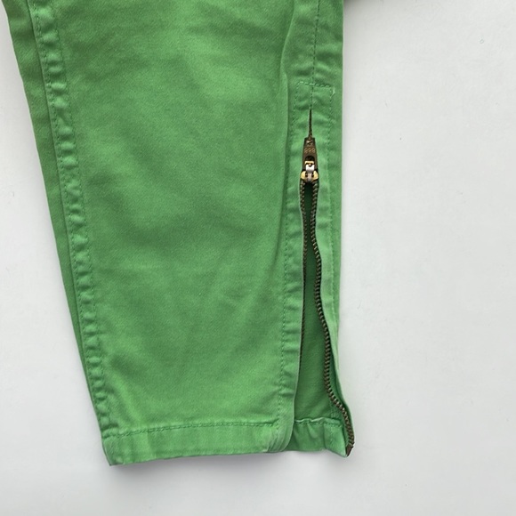 Zara Basic Denim Green Ankle Zip Pants - Picture 3 of 6